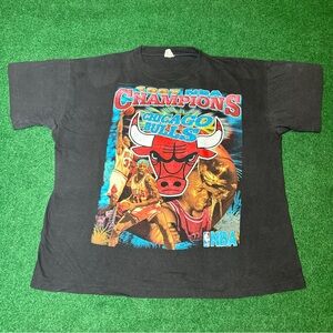 Vintage 90s RARE Chicago Bulls 1997 NBA Champions Jordan Rap Tee Mens XL T Shirt